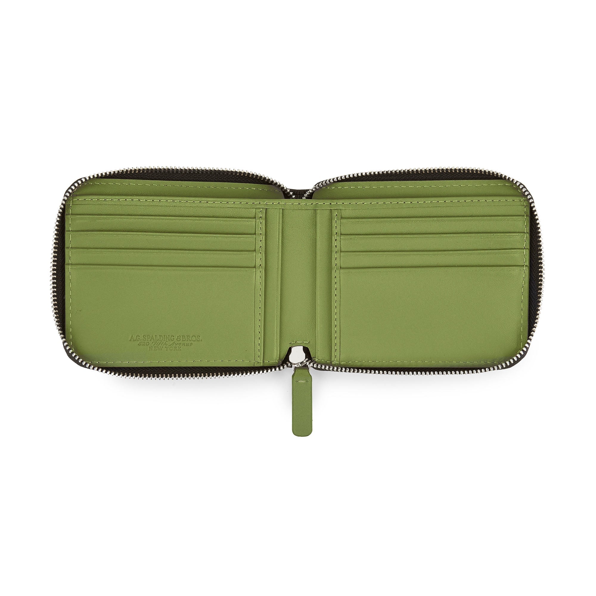 Portafogli Orizzontale Zipped in Pelle / Testa di moro-verde