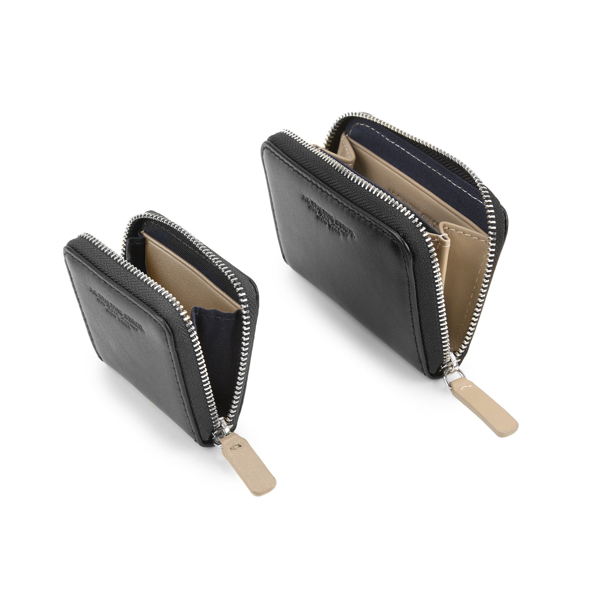 Card Holder-Documenti Zipped Leather / Black-beige