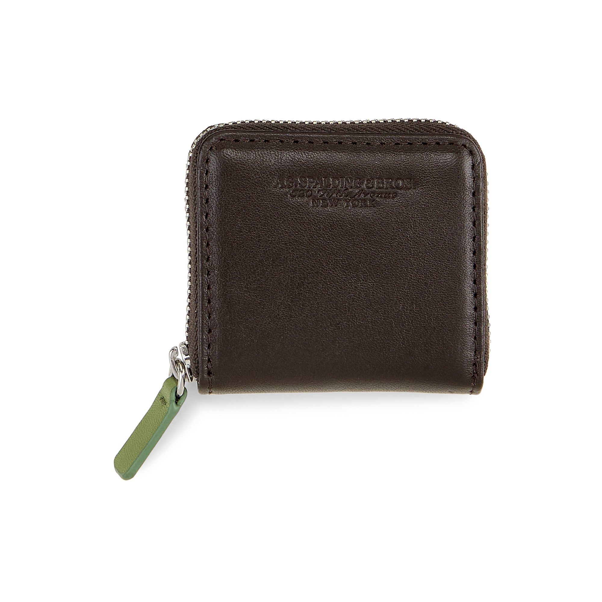 Portamonete Zipped in Pelle / Testa di moro-verde