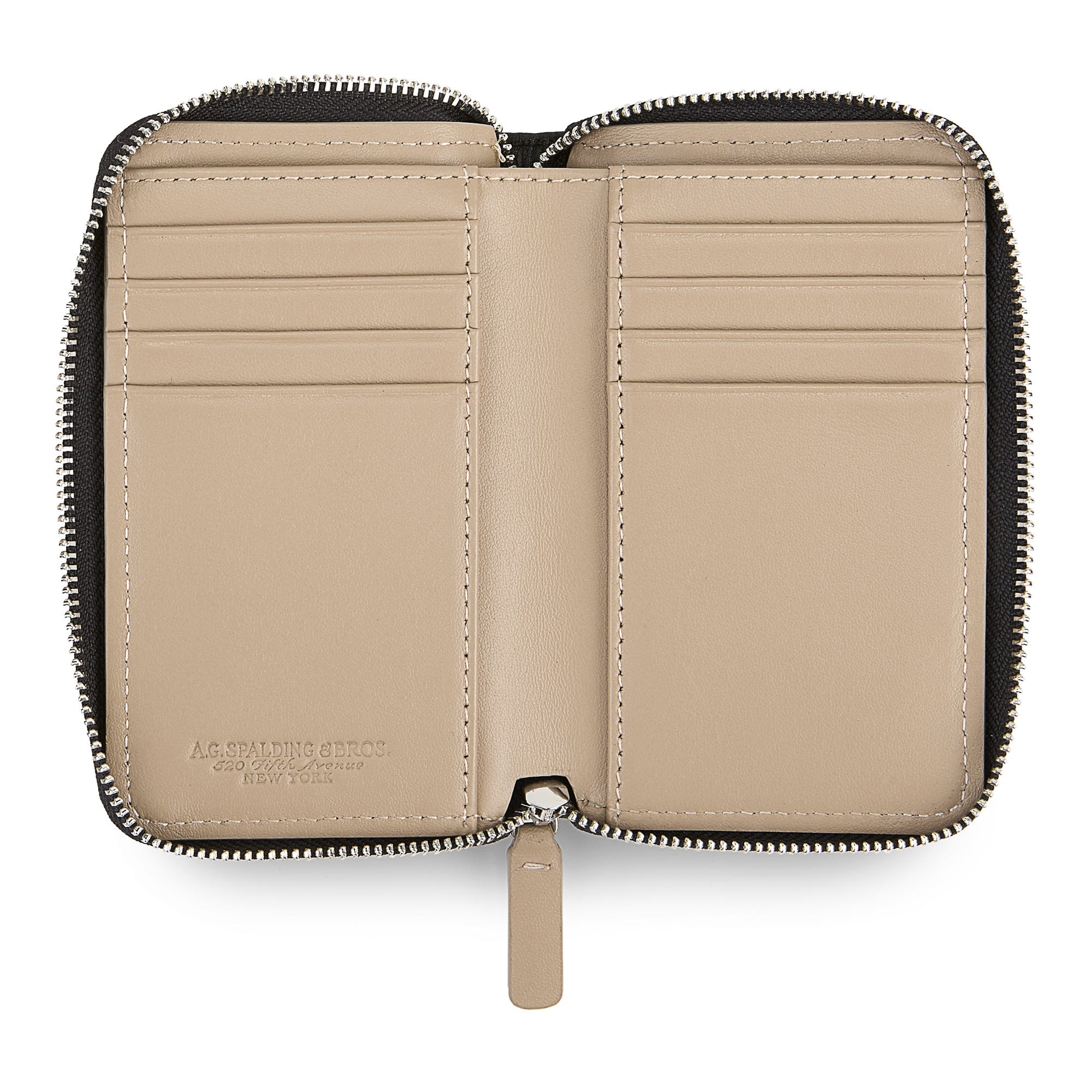 Wallet Zipped Leather / Black-beige