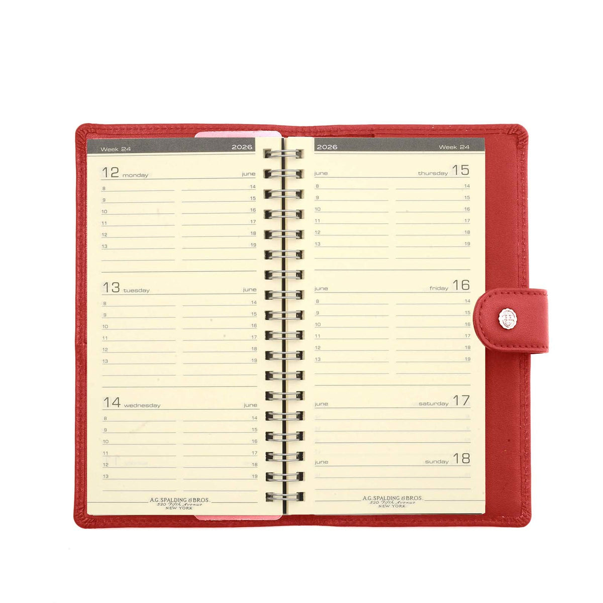 CHELSEA POCKET WEEKLY LEATHER PLANNER 2027 - RED