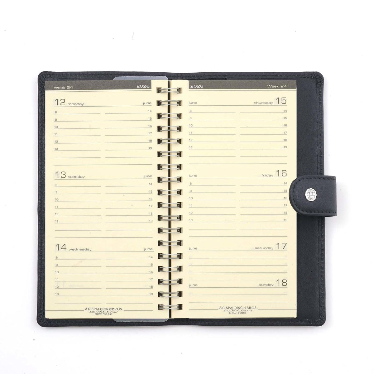 CHELSEA POCKET WEEKLY LEATHER PLANNER 2027 - Black