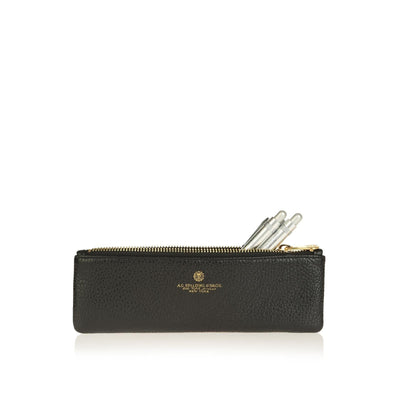 Tiffany Leather Zip Pen Case / Black