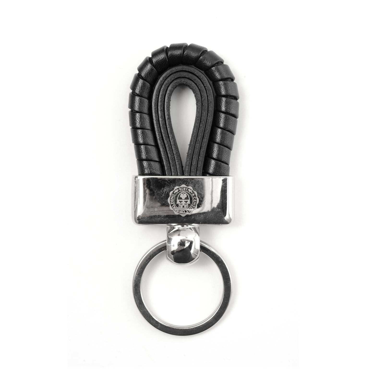 Deep Steel and leather key ring