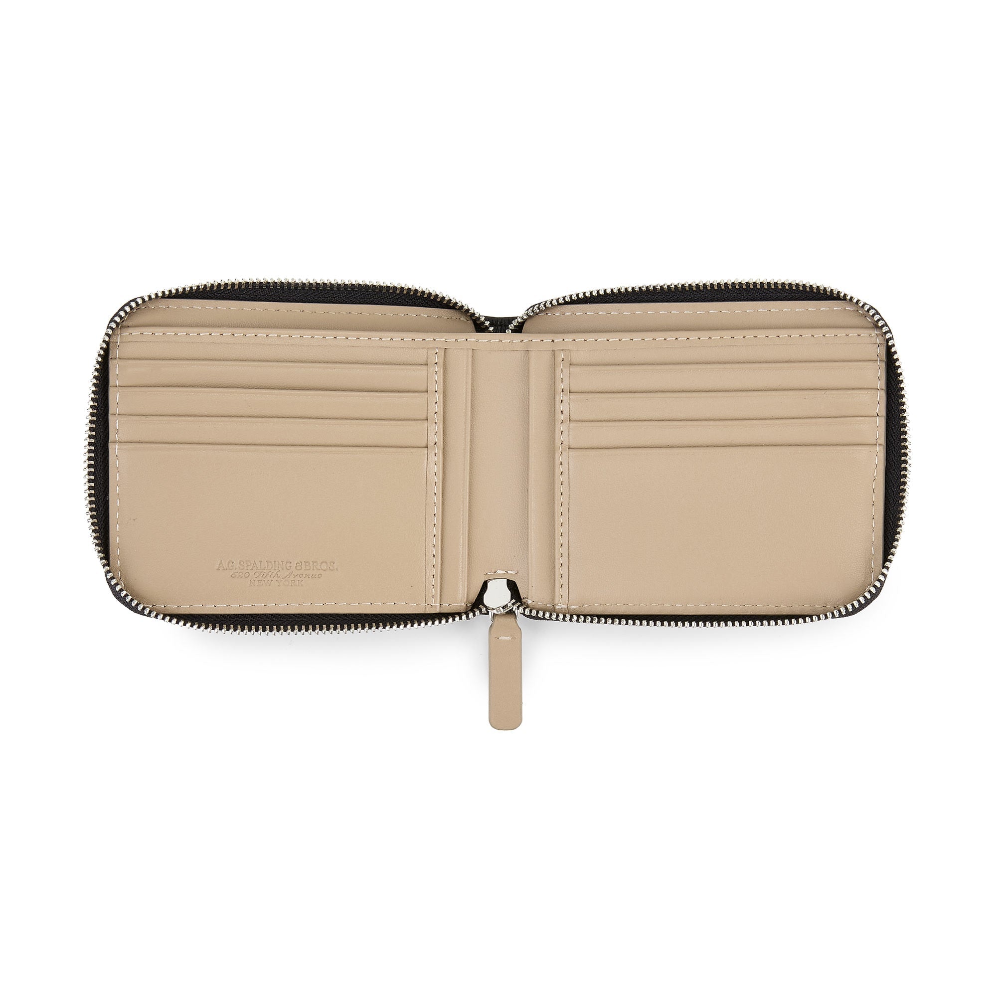 Wallet Orizzontale Zipped Leather /  Black-beige