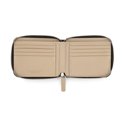 Wallet Orizzontale Zipped Leather /  Black-beige