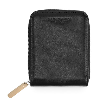Wallet Orizzontale Zipped Leather /  Black-beige