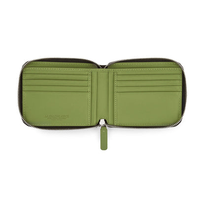 Portafogli Orizzontale Zipped in Pelle /  Testa di moro-verde