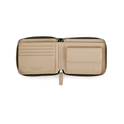 Wallet Orizzontale Zipped Leather /  Black-beige