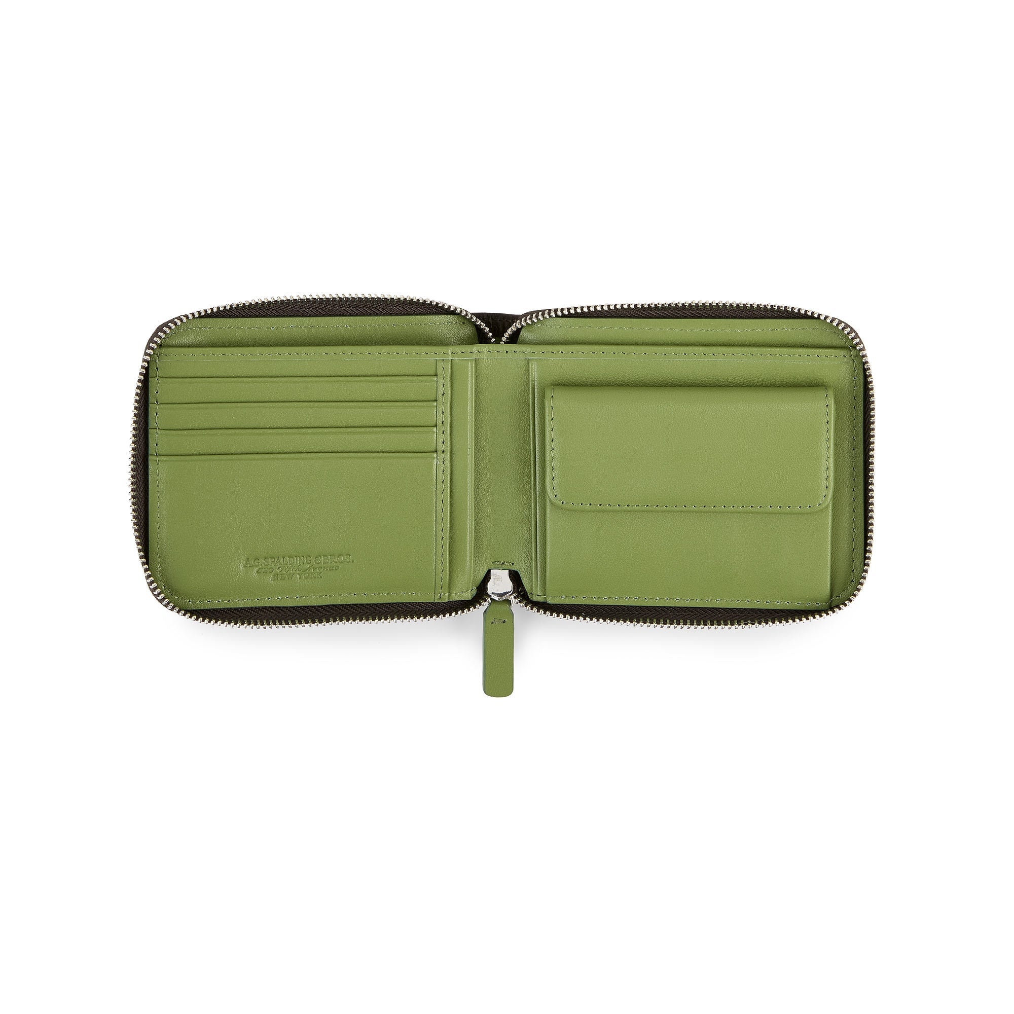 Portafogli Orizzontale  4cc Zipped in Pelle /  Testa di moro-verde