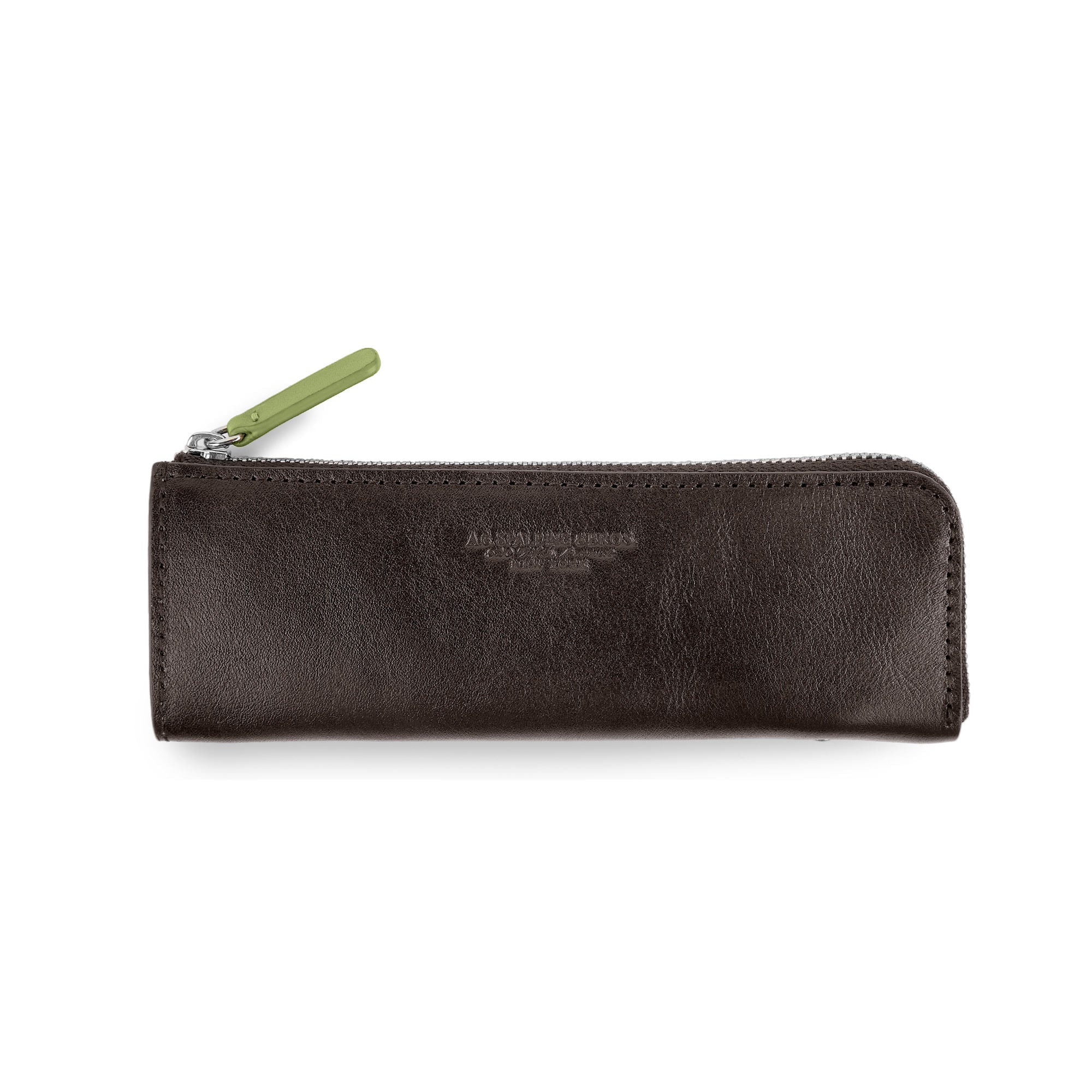Astuccio Zipped in Pelle /  Testa di moro-verde