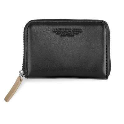 Card Holder-Documenti Zipped Leather /  Black-beige
