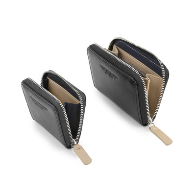 Card Holder-Documenti Zipped Leather /  Black-beige