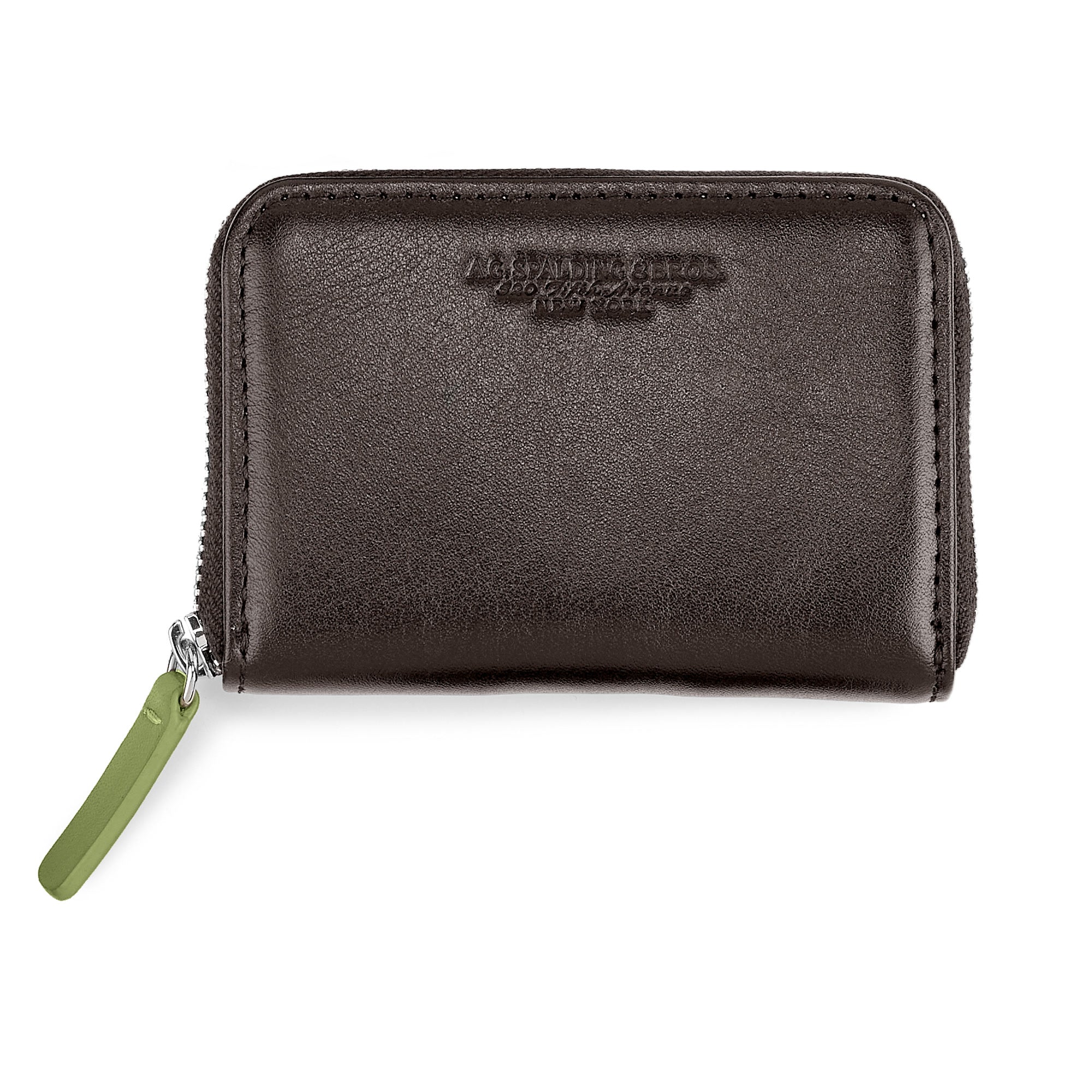 Porta Carte-Documenti Zipped in Pelle /  Testa di moro-verde