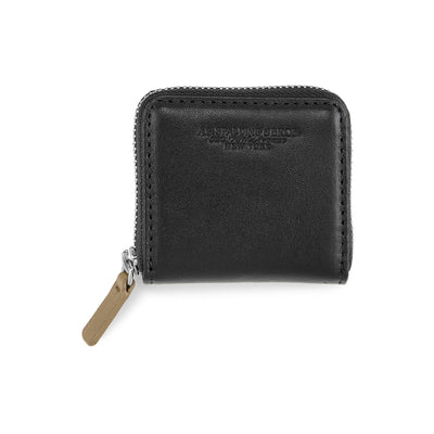 Coin Purse Zipped Leather /  Black-beige