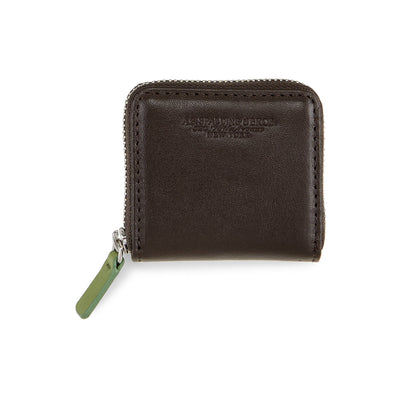 Coin Purse Zipped Leather /  Dark Brown-verde