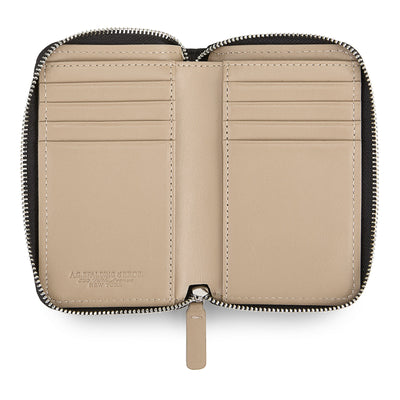 Wallet Zipped Leather /  Black-beige
