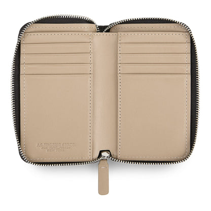 Portafogli Zipped in Pelle /  Nero-beige