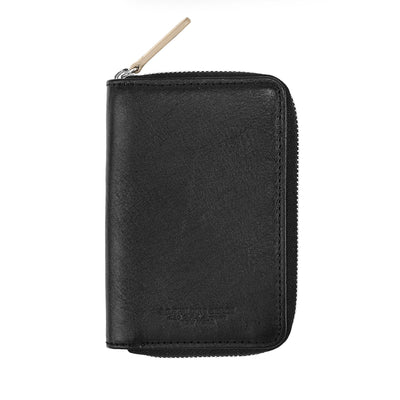 Wallet Zipped Leather /  Black-beige