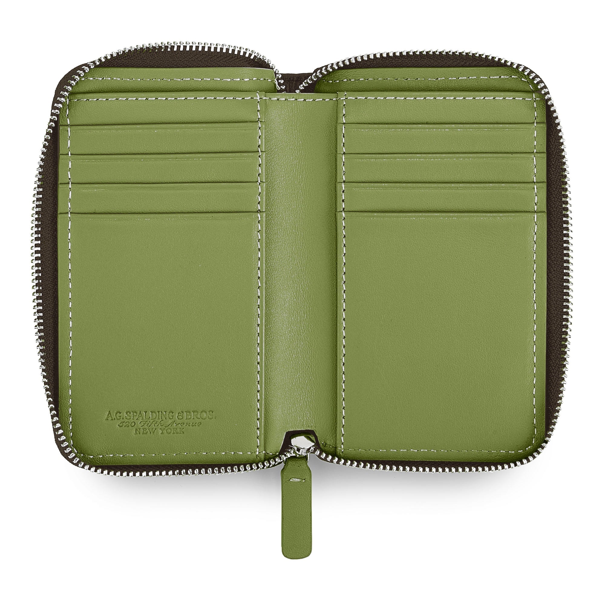 Portafogli Zipped in Pelle /  Testa di moro-verde