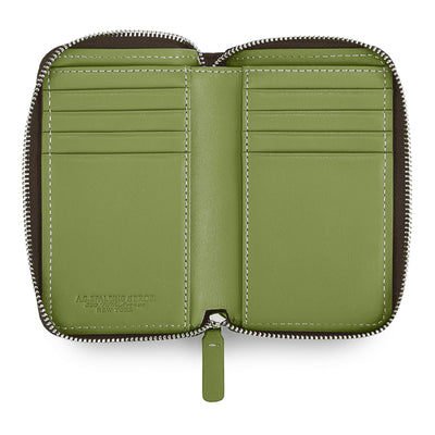 Wallet Zipped Leather /  Dark Brown-verde