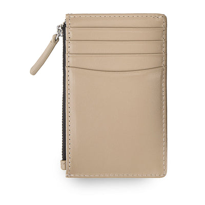 Wallet Verticale Zipped Leather /  Black-beige