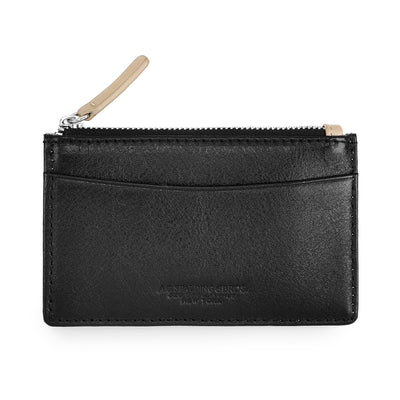 Wallet Verticale Zipped Leather /  Black-beige