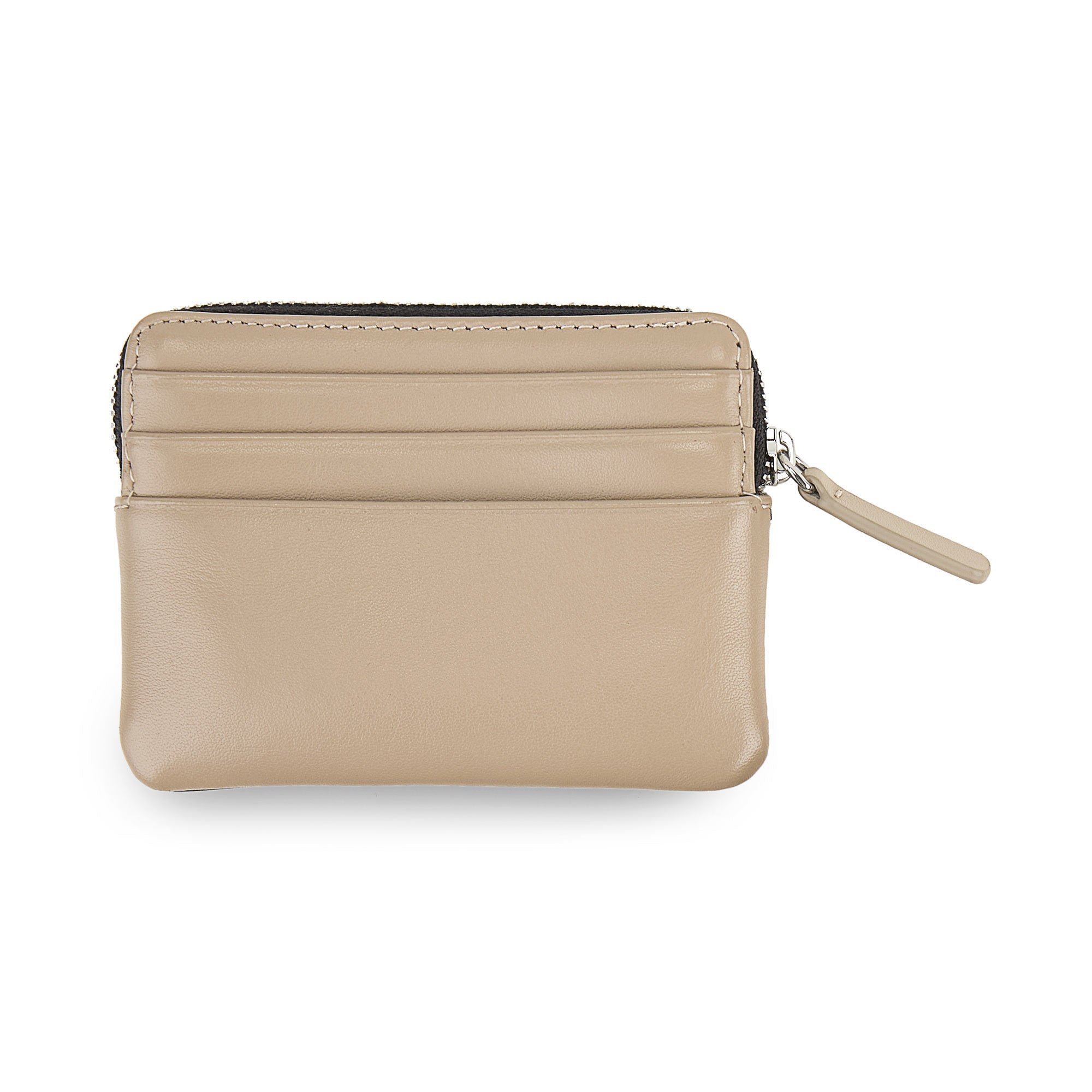 Porta Carte-Documenti Zipped in Pelle /  Nero-beige
