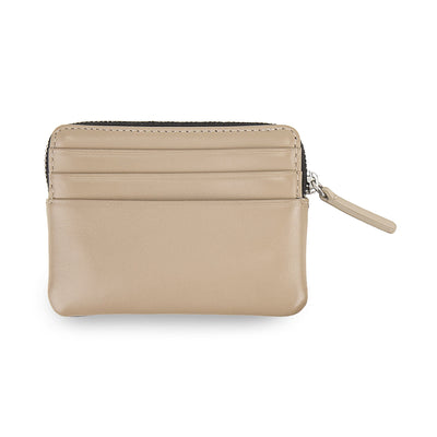 Card Holder-Documenti Zipped Leather /  Black-beige