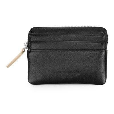 Card Holder-Documenti Zipped Leather /  Black-beige