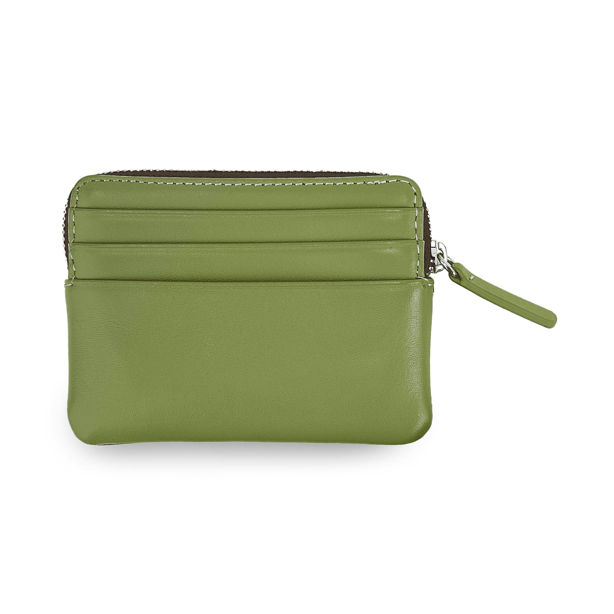 Porta Carte-Documenti Zipped in Pelle /  Testa di moro-verde