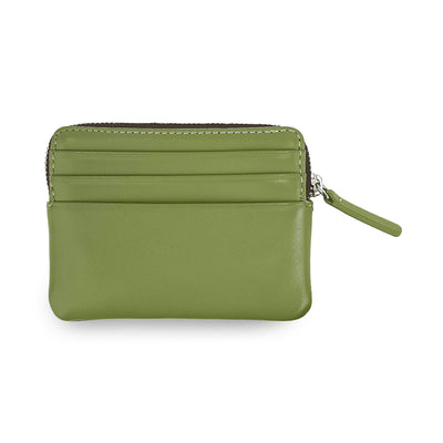 Card Holder-Documenti Zipped Leather /  Dark Brown-verde