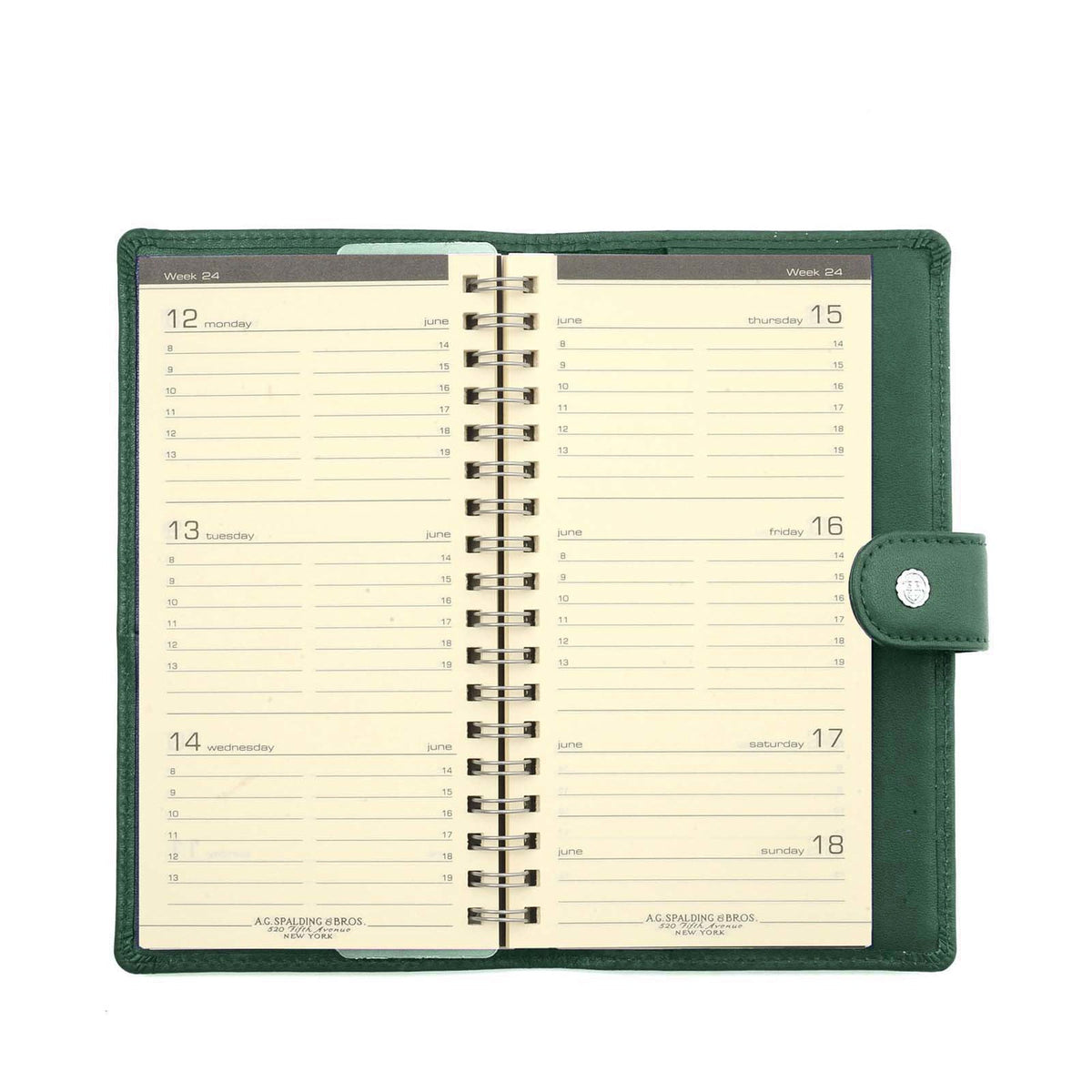 CHELSEA POCKET WEEKLY LEATHER PLANNER 2027 - GREEN