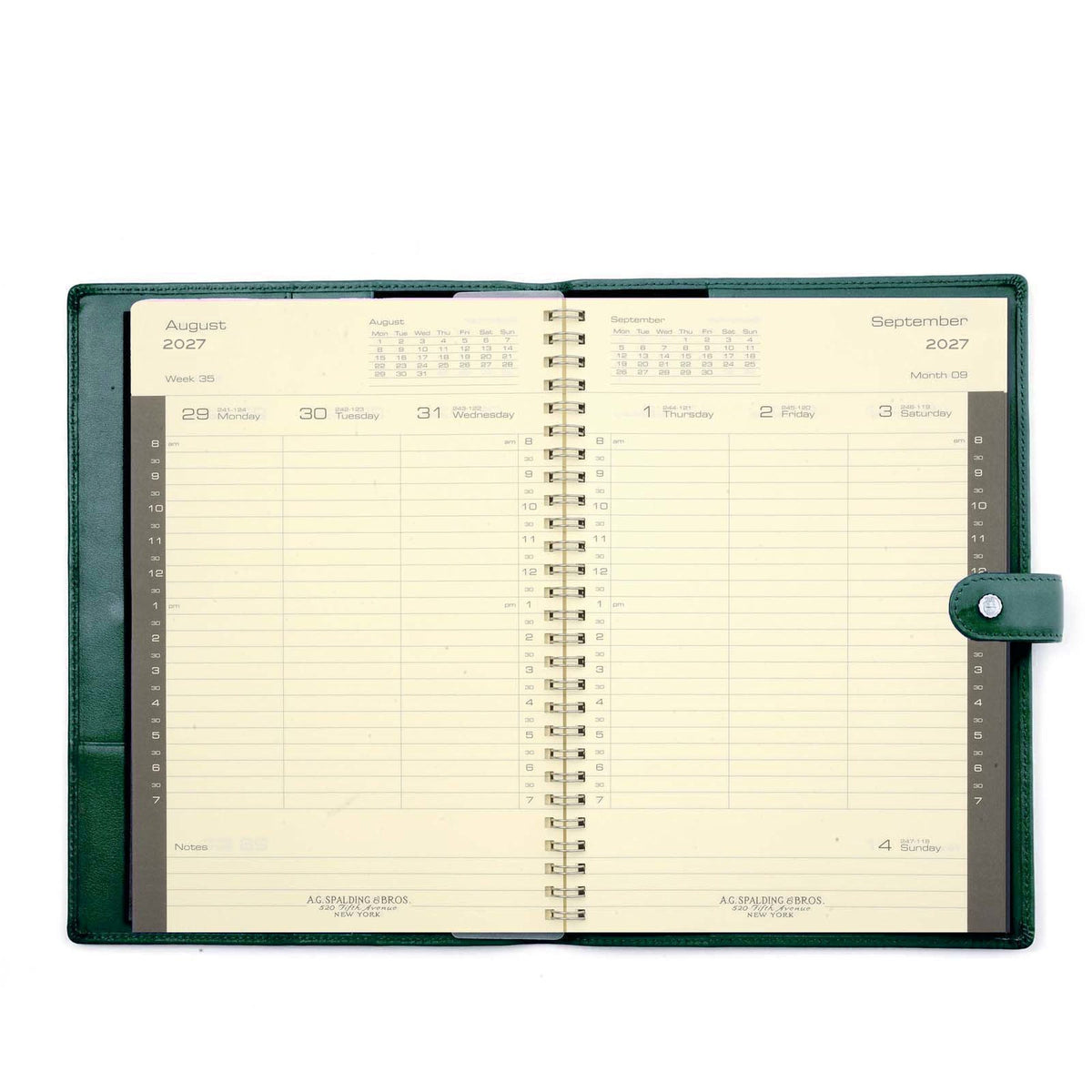 CHELSEA 2027 WEEKLY LEATHER PLANNER - GREEN